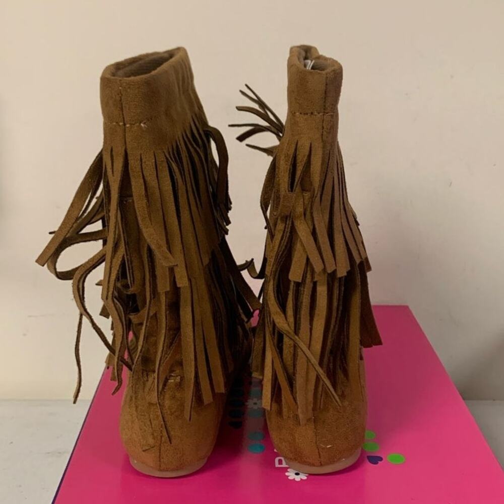 Rampage Girls Britt Fringe Boots For Little Kids Size 13M, Bree Chestnut - Picture 3 of 6